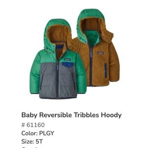 Patagonia 5T reversible tribbles hoody jacket